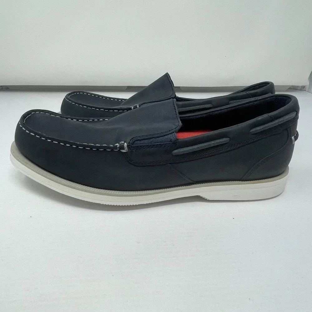 Rockport Perth Boat Shoe, Leather Upper, Navy Blue 8.5